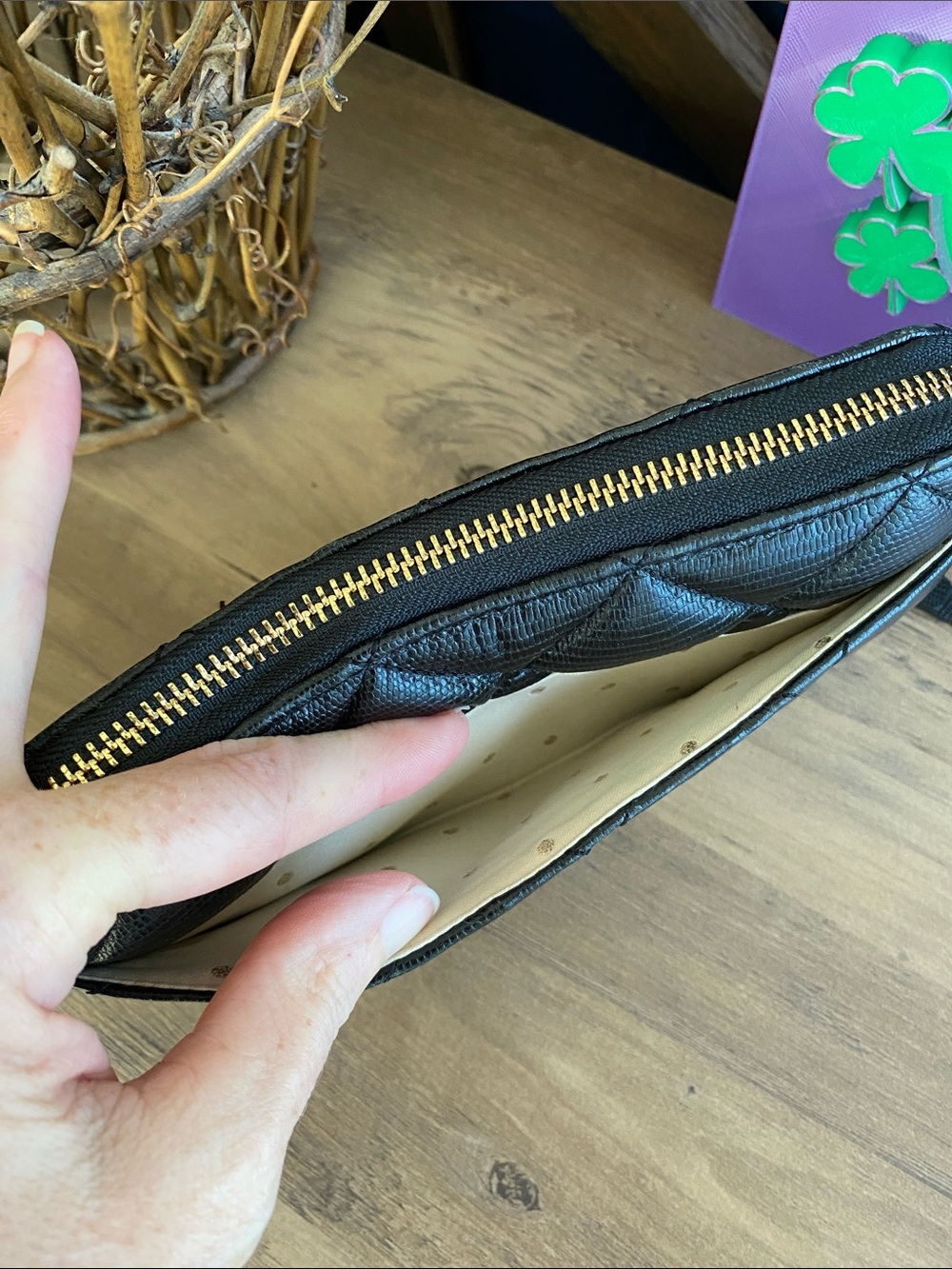 kate spade Black Quilted Leather Zip-Around Wallet - Picture 6 of 6